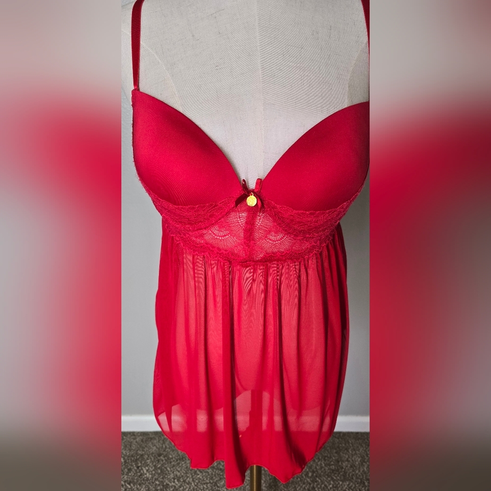 Jessica Simpson Red Lace-Trim Babydoll Chemise